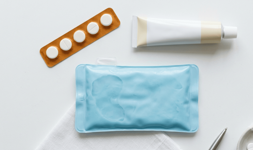Common over the counter anti inflammatory medicines displayed on a clean medical surface