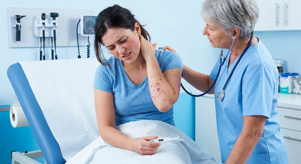 Illustration showing how meningococcal disease spreads through respiratory droplets