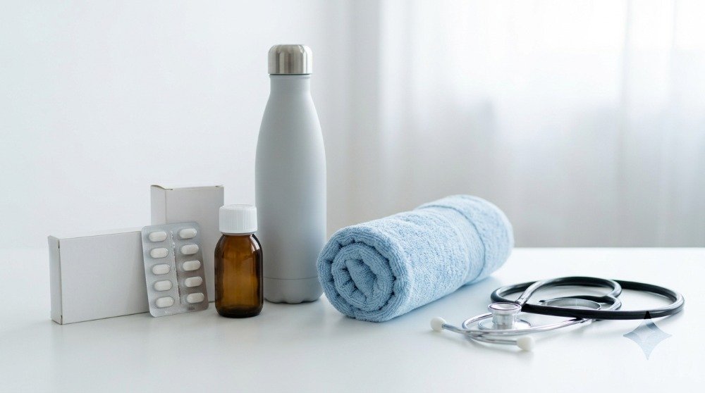 Best OTC pain pills for muscle aches displayed on a clean medical table