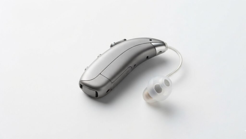 Portable personal listening device with ergonomic controls for improving speech clarity.